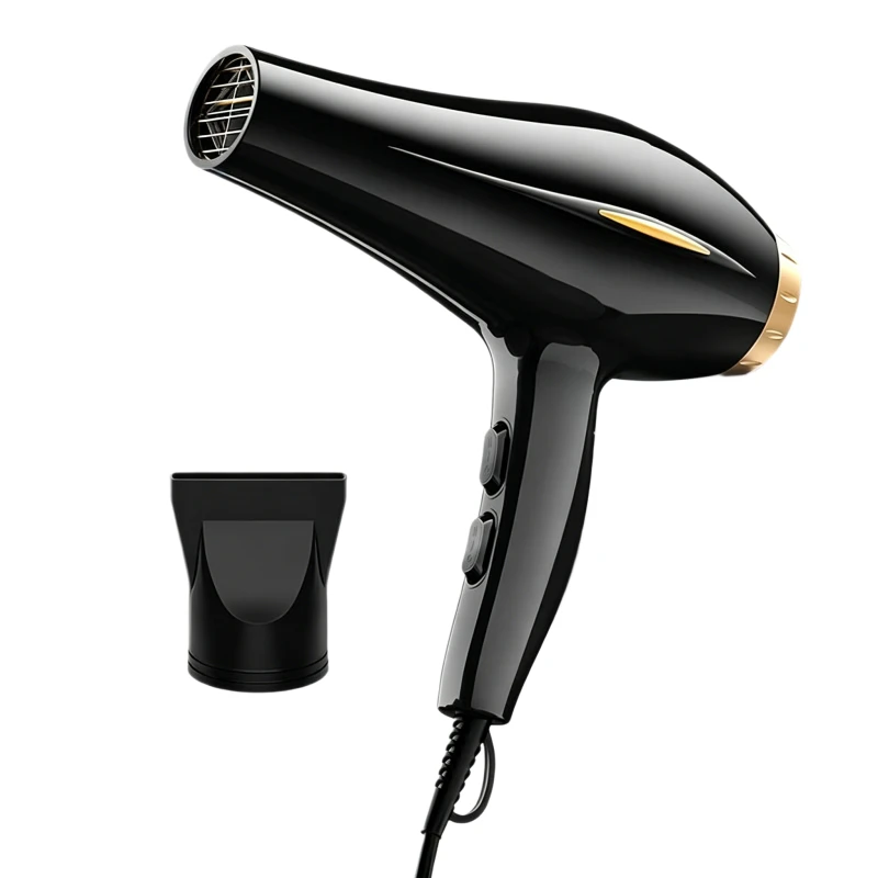 Sèche-cheveux professionnel de qualité salon avec moteur AC, lumière bleue, ions négatifs, 3 réglages de vent et 3 réglages de chaleur